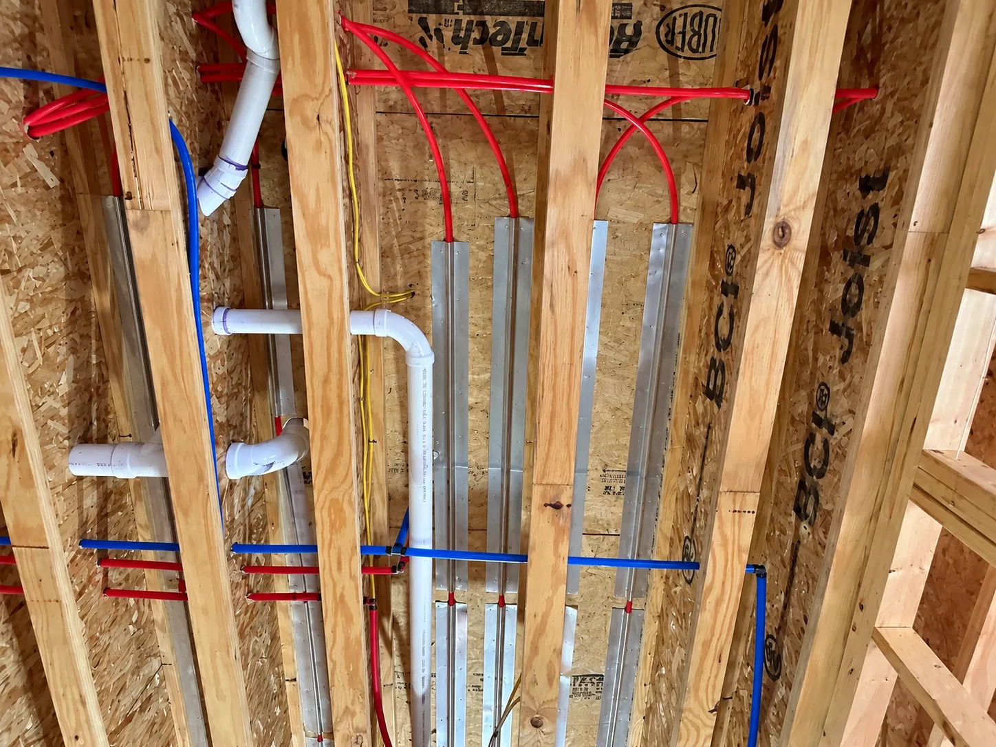 Plumbing, electrical, and HVAC rough-ins on the owner-builder project
